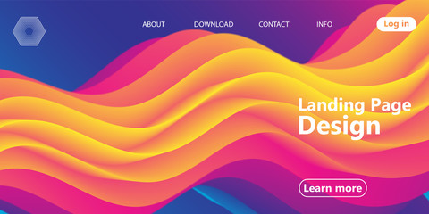 Landing page. Flow shape. Fluid background. Vector