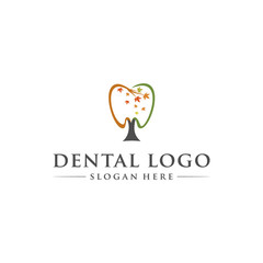 maple dental logo design vector illustration