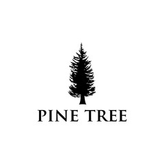 silhouette pine tree cedar logo design vector