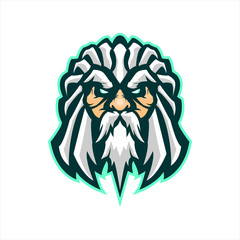 zeus head gaming mascot, zeus e sports logo or t shit illustration, vector graphic