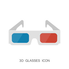 3D Cinema Glasses Icon isolated on White