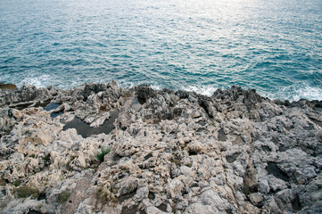An amazing rock spike along the coastline. Marina di Camerota, Italy
