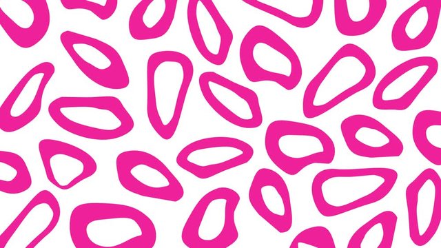 Retro abstract 80's 90's design pattern background. Pink leopard pattern shapes. Seamless 4k pop art design that can be set in a loop.
