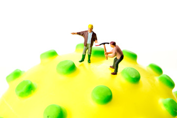 the team of miniature figurines interfering during gas and other chemical accidents, preparing for...