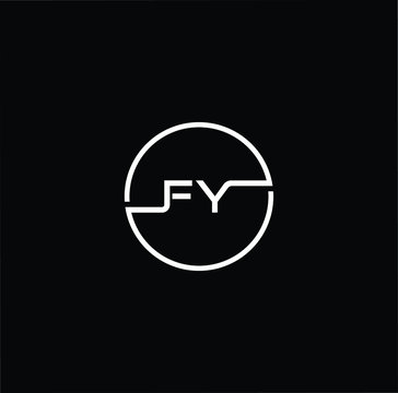 Minimal elegant monogram art logo. Outstanding professional trendy awesome artistic FY YF initial based Alphabet icon logo. White color on black background