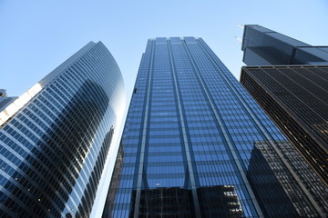 Fototapeta na wymiar Skyscrapers of Chicago. Up view on skyscrapers of Chicago. Chicago downtown.