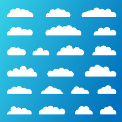 Set of White Clouds on a Blue Sky Background
