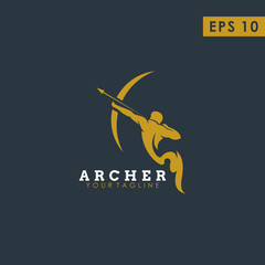 Archer Modern Logo Design Vector Template With Luxury Gold Colour