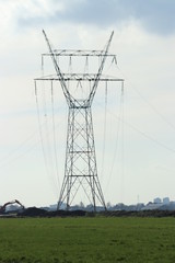 Dismantling of electricity cables on a steel power station in Moerkapelle in Netherlands