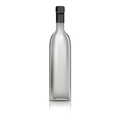 Empty realistic wine bottle isolated on white background. Vector illustration with transparent glass bottle.