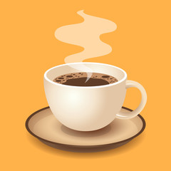 Cup of Fresh Coffee Card Vector Illustration
