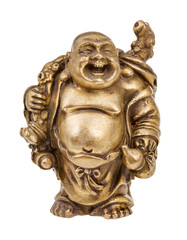 bronze figurine of Hotei (Fat Buddha) isolated