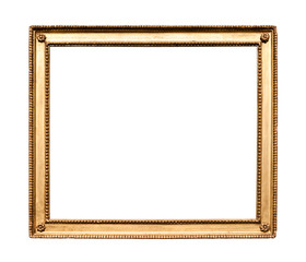 horizontal old flat wooden painting frame isolated