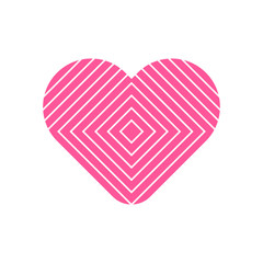 Square in pink heart symbol vector isolated on white background.