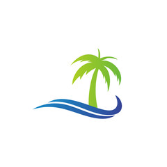 Fototapeta na wymiar palm beach logo design, palm tree in the beach logo design inspiration