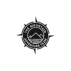 Mountain Adventure with Compass Badge logo design inspiration