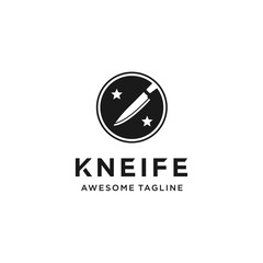 knife and star with circular logo design