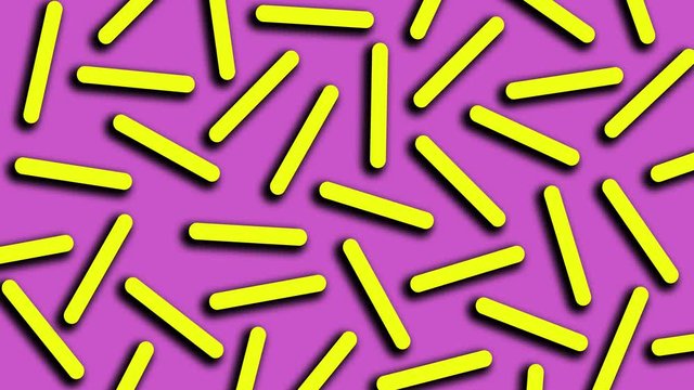 Retro abstract 80's 90's design pattern background. Memphis style athmosphere. Seamless 4k pop art design that can be set in a loop.