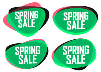 Set Spring Sale bubble banners design template, discount tags, app icons, vector illustration