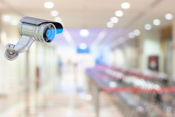 Modern CCTV Security camera  protect  in office building, concept Security surveillance.