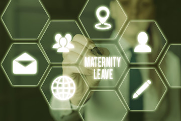 Writing note showing Maternity Leave. Business concept for the leave of absence for an expectant or new mother