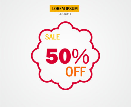 Special offer sale red tag isolated vector illustration. 50% discount Is a symbol of marketing that people like