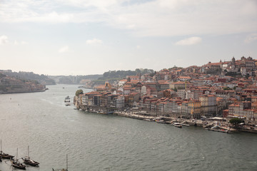 View from bridge over River Douro onto Porto