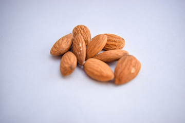 Almonds. Almond nut isolated.Full depth of field. Close-Up Stock Photography Image
