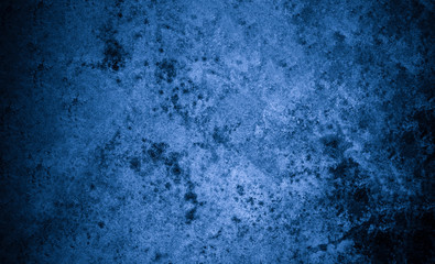 Old wall pattern texture cement blue dark abstract  blue color design are light with black gradient background.