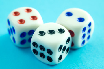 Dice on blue with 