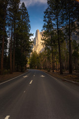 Sentinel dome seeing from the Yosemite Valley road in California, United States.