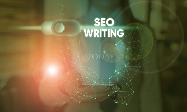 Handwriting text Seo Writing. Conceptual photo grabbing the attention of the search engines using specific word