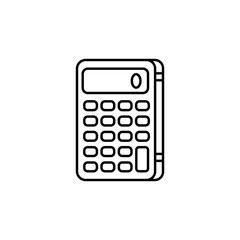 accounting, calculator, math line illustration icon on white background