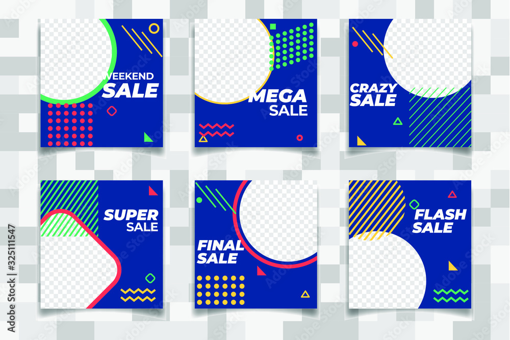 Poster business presentation template social media pack. set of modern square blog posts editable simple in