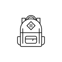 backpack, bag, school line illustration icon on white background