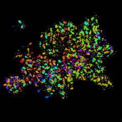 Abstract Europe map of colorful ink splashes, grunge splatters. Vector illustration