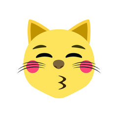 Kissing cat face emoji vector