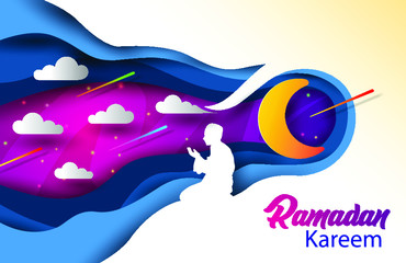 Ramadan kareem paper cut style