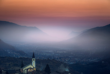 sunset in the mountains