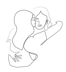continuous line drawing of women friends hugging each other illustraton of firendship.