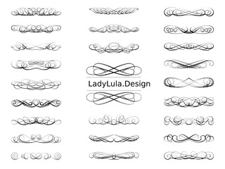 Decorative calligraphic flourishes - Set 001. 25 ornamental vector designs
