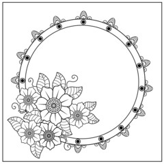 Vector illustration of round frame with flowers isolated on white © rosangelaincusci