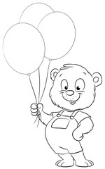Niedlicher Bär mit Luftballons - Vektor-Illustration