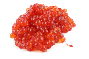 Red caviar isolated on white