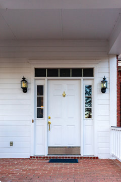 Front Door And Porch Of A Residential Home