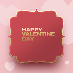 3d glossy frame valentine greeting with golden typography with pink background 