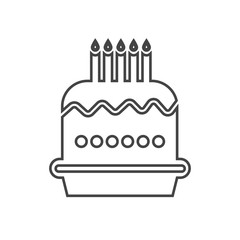 Cake with candle vector line icon