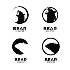 set of Bear head roar circle logo icon design vector illustration