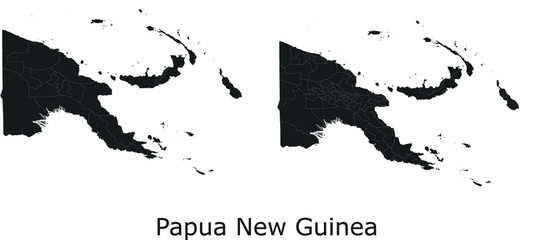 Papua New Guinea vector maps with administrative regions, municipalities, departments, borders