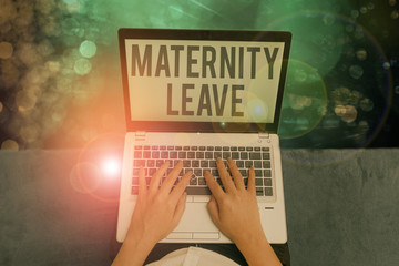 Word writing text Maternity Leave. Business photo showcasing the leave of absence for an expectant...